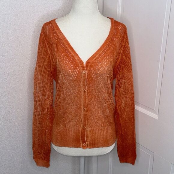 New Avant Toi Silk/Alpaca Wool Orange Cardigan Small - Picture 13 of 14
